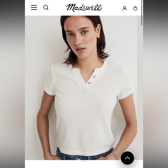 Madewell Tops - Madewell Ivory Short Sleeve Henley Tee
